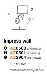 Azzardo настенный светильник Impress White цена и информация | Azzardo Мебель и домашний интерьер | pigu.lt