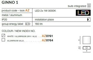 Azzardo sieninis šviestuvas Ginno 1 kaina ir informacija | Sieniniai šviestuvai | pigu.lt