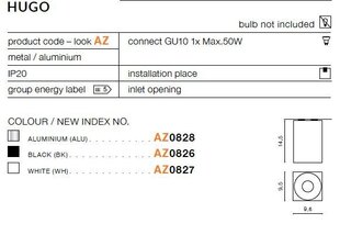 Azzardo потолочный светильник Hugo 1 White цена и информация | Потолочные светильники | pigu.lt