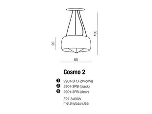 Azzardo pakabinamas šviestuvas Cosmo 2 Chrome kaina ir informacija | Pakabinami šviestuvai | pigu.lt