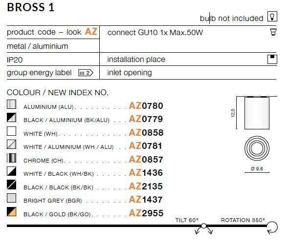 Azzardo lubinis šviestuvas Bross 1 Chrome kaina ir informacija | Lubiniai šviestuvai | pigu.lt