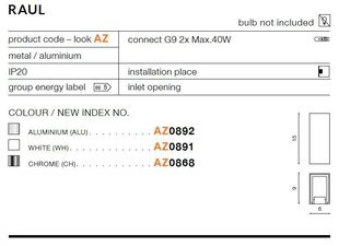 Azzardo настенный светильник Raul Chrome цена и информация | Настенные светильники | pigu.lt