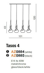Azzardo подвесной светильник Tasos 4 Black цена и информация | Люстры | pigu.lt
