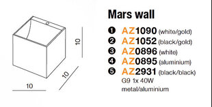Azzardo sieninis šviestuvas Mars White kaina ir informacija | Sieniniai šviestuvai | pigu.lt
