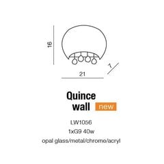 Azzardo sieninis šviestuvas Quince kaina ir informacija | Sieniniai šviestuvai | pigu.lt
