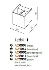 Azzardo sieninis šviestuvas Leticia Gold kaina ir informacija | Sieniniai šviestuvai | pigu.lt