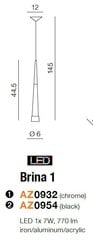 Azzardo подвесной светильник Brina 1 Black цена и информация | Люстры | pigu.lt