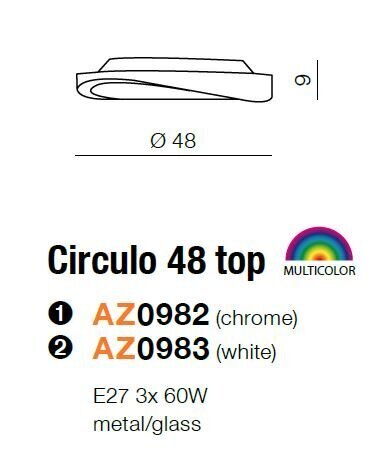 Azzardo sieninis šviestuvas Circulo 48 Top White kaina ir informacija | Sieniniai šviestuvai | pigu.lt