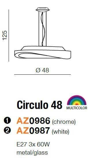 Azzardo pakabinamas šviestuvas Circulo 48 Chrome kaina ir informacija | Pakabinami šviestuvai | pigu.lt
