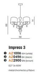 Azzardo pakabinamas šviestuvas Impress 3 White kaina ir informacija | Pakabinami šviestuvai | pigu.lt