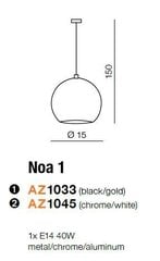 Azzardo подвесной светильник Noa 1 Black/Gold цена и информация | Люстры | pigu.lt