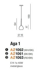 Azzardo подвесной светильник Aga 1 Black/White цена и информация | Люстры | pigu.lt
