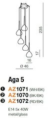 Azzardo подвесной светильник Aga 5 Black/Red цена и информация | Подвесной светильник | pigu.lt