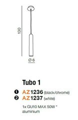 Azzardo подвесной светильник Tubo 1 Black/Chrome цена и информация | Люстры | pigu.lt
