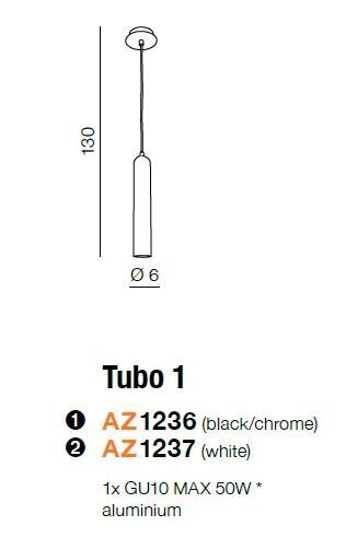 Azzardo pakabinamas šviestuvas Tubo 1 Black/Chrome цена и информация | Pakabinami šviestuvai | pigu.lt