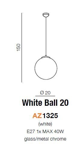 Azzardo šviestuvas White Ball 20 AZ1325 kaina ir informacija | Pakabinami šviestuvai | pigu.lt