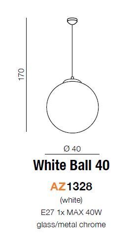 Azzardo šviestuvas White Ball 40 AZ1328 kaina ir informacija | Pakabinami šviestuvai | pigu.lt