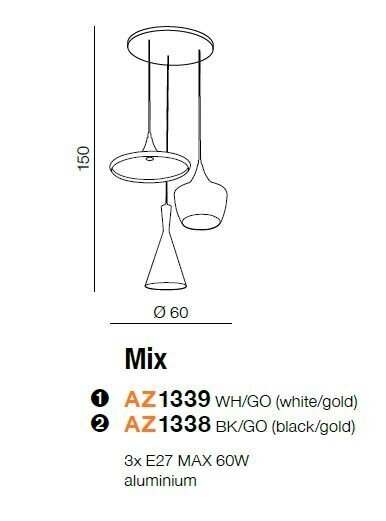 Azzardo šviestuvas Mix AZ1339 kaina ir informacija | Pakabinami šviestuvai | pigu.lt