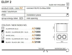 Azzardo šviestuvas Eloy 2 AZ1352 kaina ir informacija | Lubiniai šviestuvai | pigu.lt