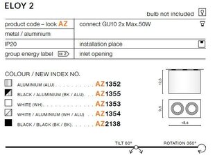 Azzardo šviestuvas Eloy 2 AZ1353 kaina ir informacija | Lubiniai šviestuvai | pigu.lt