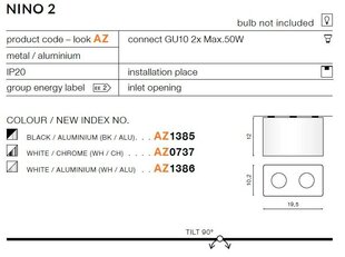 Azzardo светильник Nino 2 AZ1386 цена и информация | Потолочные светильники | pigu.lt