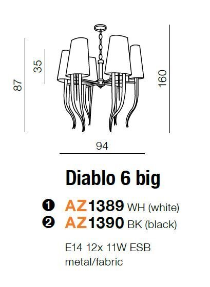 Azzardo šviestuvas Diablo 6 Big AZ1390 kaina ir informacija | Pakabinami šviestuvai | pigu.lt