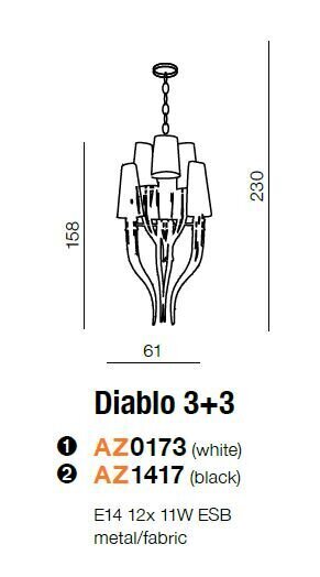 Azzardo pakabinamas šviestuvas Diablo Black kaina ir informacija | Pakabinami šviestuvai | pigu.lt