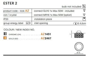 Azzardo встраиваемый светильник Ester 2 Chrome цена и информация | Монтируемые светильники, светодиодные панели | pigu.lt