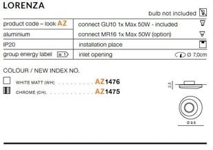 Azzardo встраиваемый светильник Lorenza Chrome цена и информация | Монтируемые светильники, светодиодные панели | pigu.lt