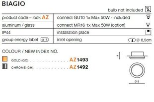 Azzardo įmontuojamas šviestuvas Biagio Chrome kaina ir informacija | Įmontuojami šviestuvai, LED panelės | pigu.lt