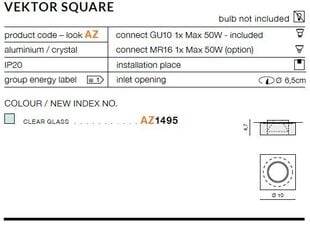 Azzardo встраиваемый светильник Vektor Chrome цена и информация | Монтируемые светильники, светодиодные панели | pigu.lt
