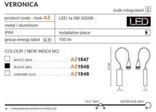 Azzardo sieninis šviestuvas Veronica Black kaina ir informacija | Sieniniai šviestuvai | pigu.lt