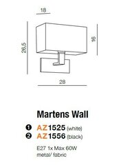 Azzardo sieninis šviestuvas Martens Black kaina ir informacija | Sieniniai šviestuvai | pigu.lt
