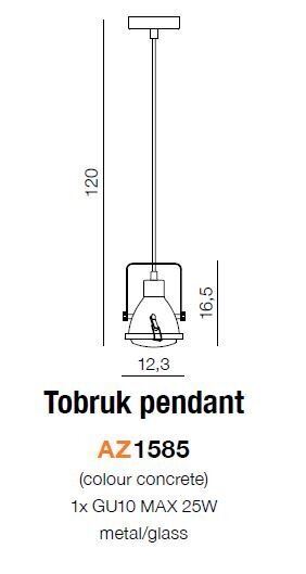 Azzardo pakabinamas šviestuvas Tobruk Grey цена и информация | Pakabinami šviestuvai | pigu.lt