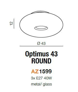 Azzardo lubinis šviestuvas Optimus 43 kaina ir informacija | Lubiniai šviestuvai | pigu.lt