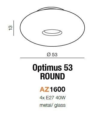 Azzardo lubinis šviestuvas Optimus 53 цена и информация | Lubiniai šviestuvai | pigu.lt