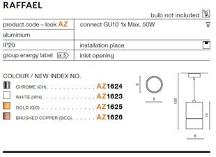 Azzardo подвесной светильник AZ1623 Raffael цена и информация | Подвесной светильник | pigu.lt