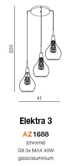Azzardo pakabinamas šviestuvas AZ1688 Elektra 3 kaina ir informacija | Pakabinami šviestuvai | pigu.lt