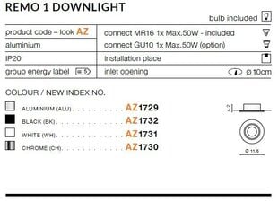 Azzardo встраиваемый светильник AZ1729 Remo 1 цена и информация | Монтируемые светильники, светодиодные панели | pigu.lt