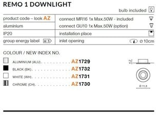 Azzardo встраиваемый светильник AZ1730 Remo 1 цена и информация | Монтируемые светильники, светодиодные панели | pigu.lt