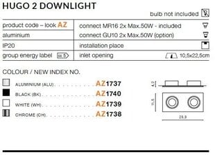 Azzardo įleidžiamas šviestuvas AZ1737 Hugo 2 kaina ir informacija | Įmontuojami šviestuvai, LED panelės | pigu.lt