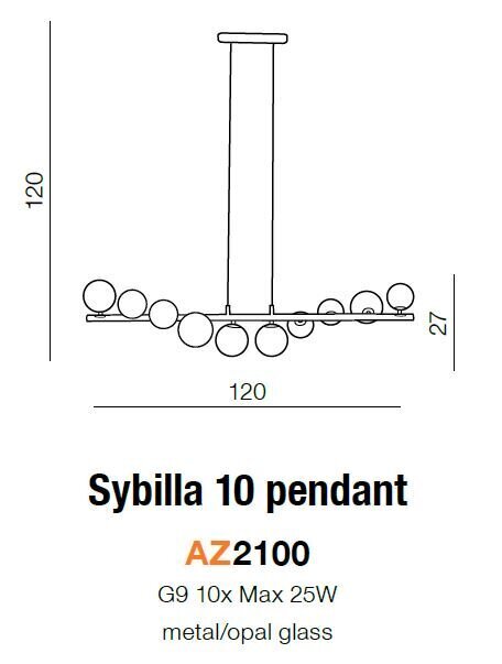Azzardo pakabinamas šviestuvas Sybilla 10 AZ2100 kaina ir informacija | Pakabinami šviestuvai | pigu.lt