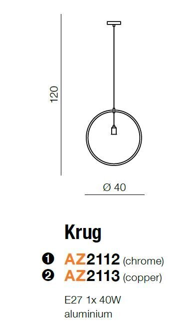 Azzardo pakabinamas šviestuvas Krug AZ2112 цена и информация | Pakabinami šviestuvai | pigu.lt