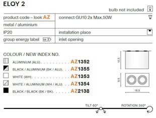 Azzardo lubinis šviestuvas Eloy 2 AZ2138 kaina ir informacija | Pakabinami šviestuvai | pigu.lt