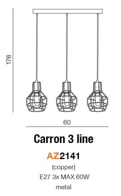 Azzardo pakabinamas šviestuvas Carron 3 AZ2141 kaina ir informacija | Pakabinami šviestuvai | pigu.lt