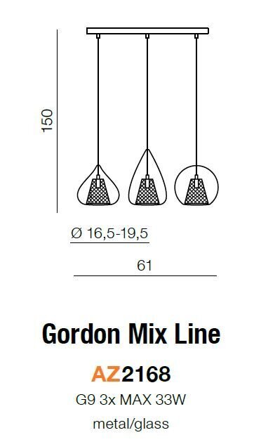 Azzardo pakabinamas šviestuvas Gordon AZ2168 kaina ir informacija | Pakabinami šviestuvai | pigu.lt
