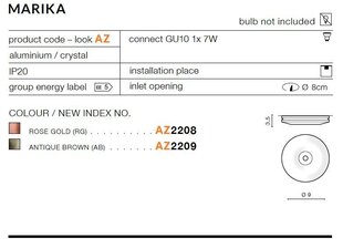 Azzardo įmontuojamas šviestuvas Marika AZ2208 kaina ir informacija | Įmontuojami šviestuvai, LED panelės | pigu.lt