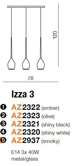 Azzardo pakabinamas šviestuvas Izza 3 AZ2322 цена и информация | Pakabinami šviestuvai | pigu.lt