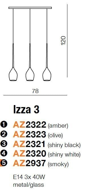 Azzardo pakabinamas šviestuvas Izza 3 AZ2323 kaina ir informacija | Pakabinami šviestuvai | pigu.lt