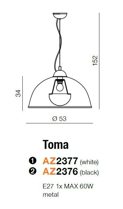 Azzardo pakabinamas šviestuvas Toma AZ2376 kaina ir informacija | Pakabinami šviestuvai | pigu.lt